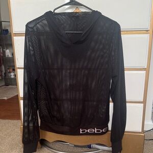 Bebe Black Mesh Pullover
